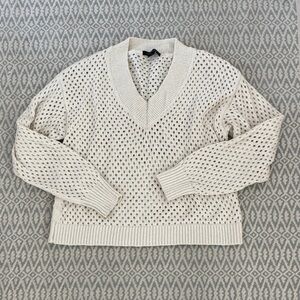 Women’s sanctuary macrame perforated Cream V-Neck Sweater small